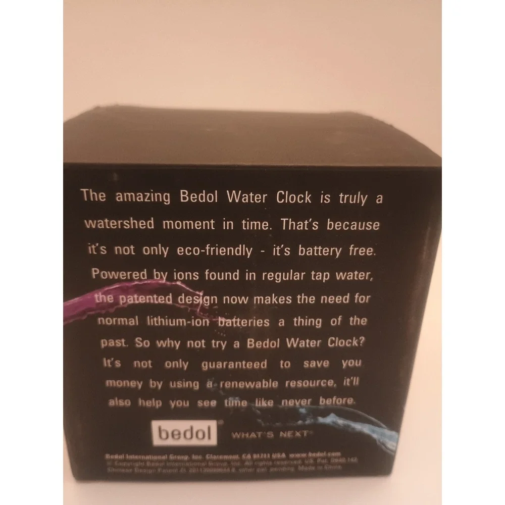 The Bedol Water Clock H2O Digital Clock with Alarm No Batteries H2O Powered New